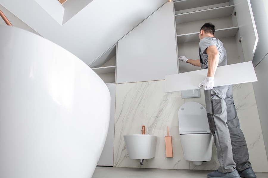bathroom remodeling expert at work